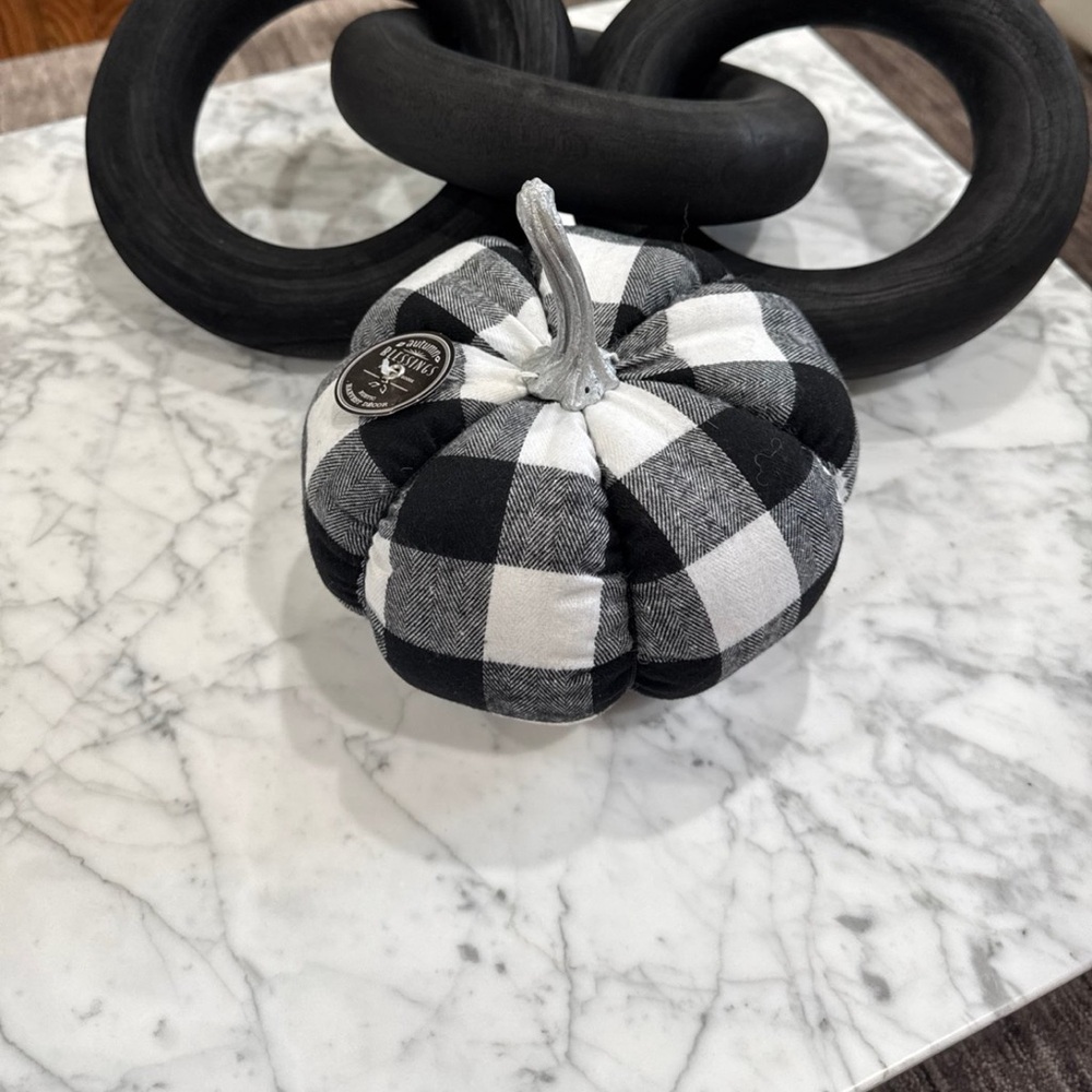 Autumn Blessings 8inch Buffalo Check Plaid Flannel Soft Plush Pumpkin